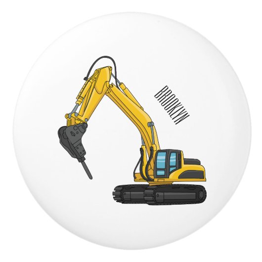 Breaker excavator cartoon illustration セラミックノブ (正面)