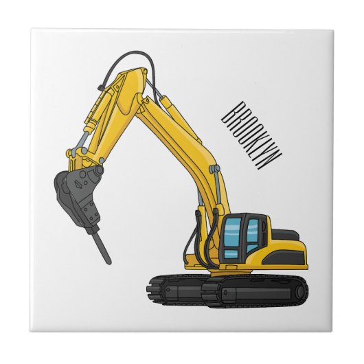 Breaker excavator cartoon illustration タイル (正面)