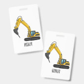 Breaker excavator cartoon illustration バッジ (正面＆裏面)