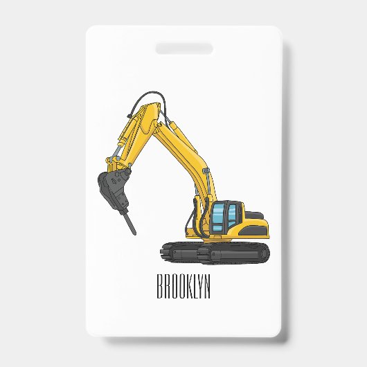 Breaker excavator cartoon illustration バッジ (正面)