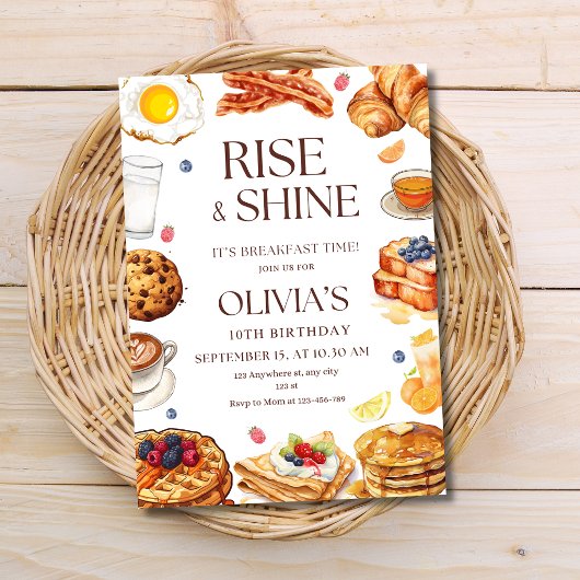 Breakfast Birthday Invitation Brunch Party Kids 招待状