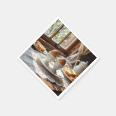 Breakfast Brown Eggs In Egg Cups スタンダードカクテルナプキン (角)