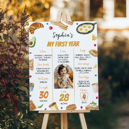 Breakfast Bruch 1st誕生日フォトマイルストーン ポスター