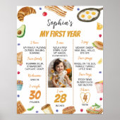 Breakfast Bruch 1st誕生日フォトマイルストーン ポスター (正面)