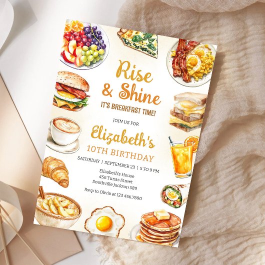 Breakfast Brunch Rise & Shine Birthday Invitation 招待状