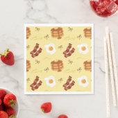 Breakfast Brunch Theme Bacon Eggs Pancakes Pattern スタンダードランチョンナプキン (インサイチュ)