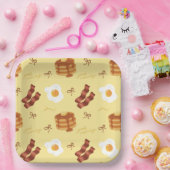 Breakfast Brunch Theme Bacon Eggs Pancakes Pattern ペーパープレート (パーティー)