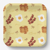 Breakfast Brunch Theme Bacon Eggs Pancakes Pattern ペーパープレート (正面)