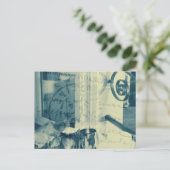 'Breakfast in Paris'ポストカードインディゴブルー ポストカード (スタンド正面)