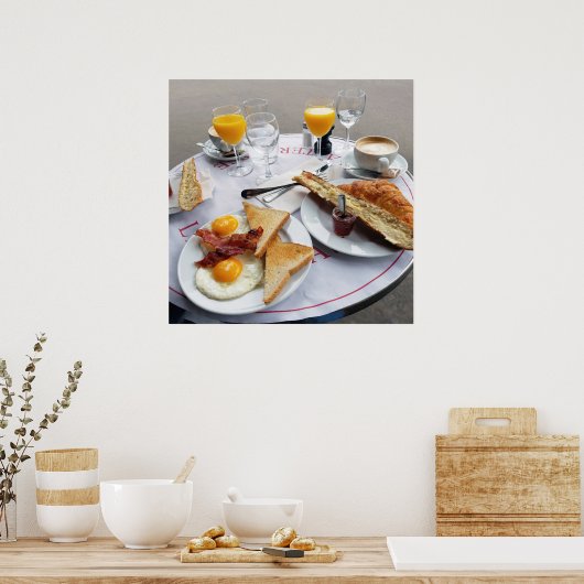 Breakfast in Paris France Poster ポスター (キッチン)
