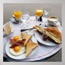 Breakfast in Paris France Poster ポスター
