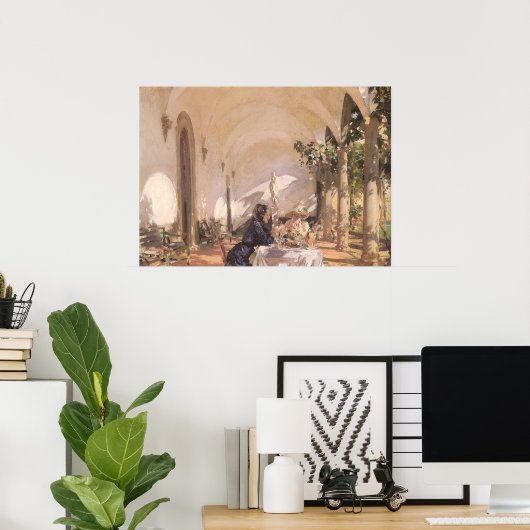 Breakfast in the Loggia by John Singer Sargent ポスター (ホームオフィス)