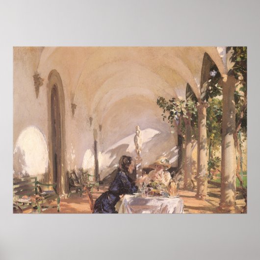 Breakfast in the Loggia by John Singer Sargent ポスター (正面)