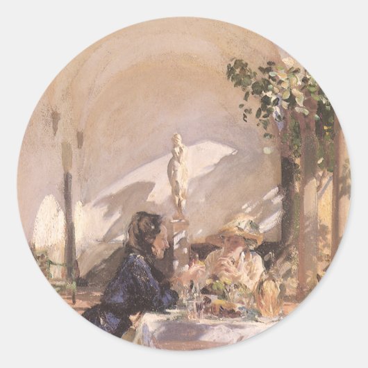 Breakfast in the Loggia by John Singer Sargent ラウンドシール (正面)