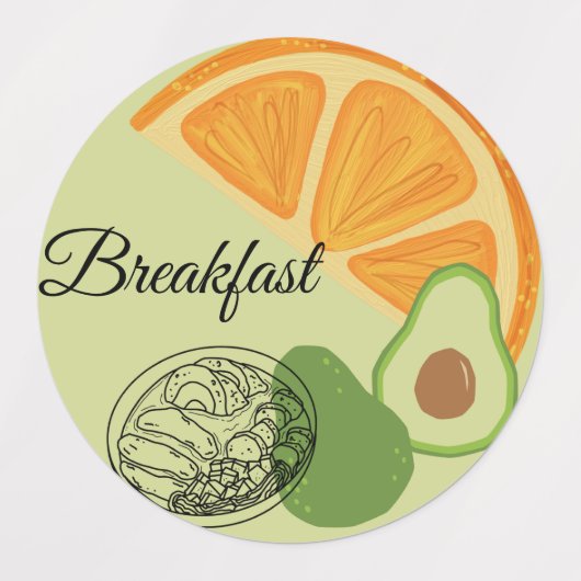 Breakfast, Lunch and Dinner Food Labels ラベル (デザイン1)