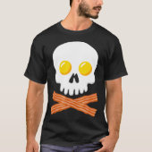 Breakfast Skull  Egg and Bacon Skull Crossbones Tシャツ (正面)
