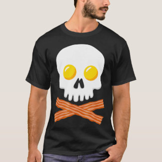 Breakfast Skull  Egg and Bacon Skull Crossbones Tシャツ