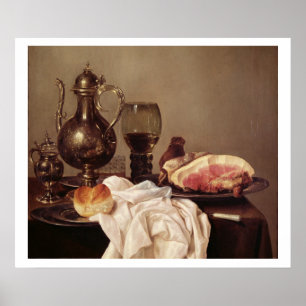 Breakfast Still Life (oil on panel) ポスター