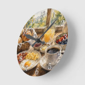 Breakfast Table Wall Clock — Cozy Kitchen Design ラウンド壁時計 (傾斜)