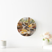 Breakfast Table Wall Clock — Cozy Kitchen Design ラウンド壁時計 (ホーム)