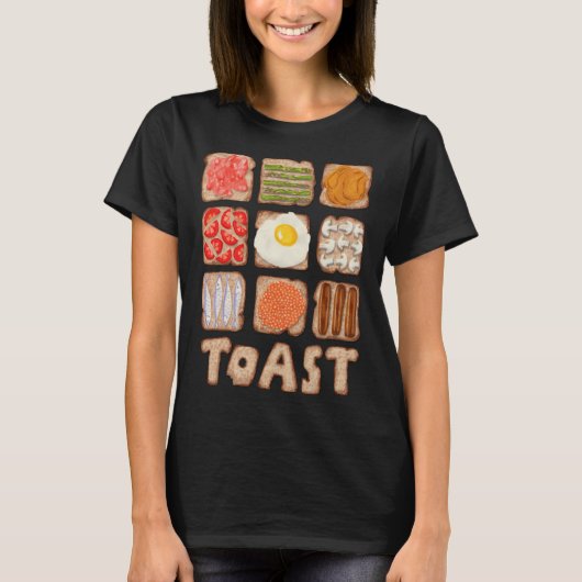 Breakfast Toast Bread Bun Food Egg Pun Brekkie Sar Tシャツ (正面)
