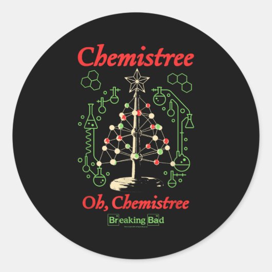 Breaking Bad Oh Chemistree Funny Christmas Science ラウンドシール (正面)