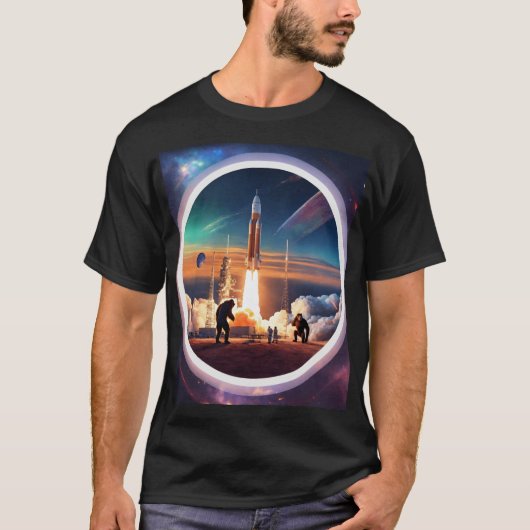 Breaking Free:ロケット打ち上げ重力Tシャツデザイン Tシャツ (正面)