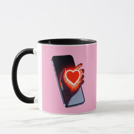 Breaking Screen Heart Optical Illusion Mug Design マグカップ (左)