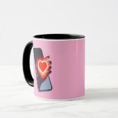 Breaking Screen Heart Optical Illusion Mug Design マグカップ (正面左)