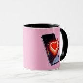 Breaking Screen Heart Optical Illusion Mug Design マグカップ (正面右)