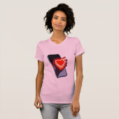Breaking Screen Heart Optical Illusion T-Shirt Des Tシャツ (正面フル)