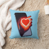 Breaking Screen Heart Optical Illusion Throw Pillo クッション (ブランケット)