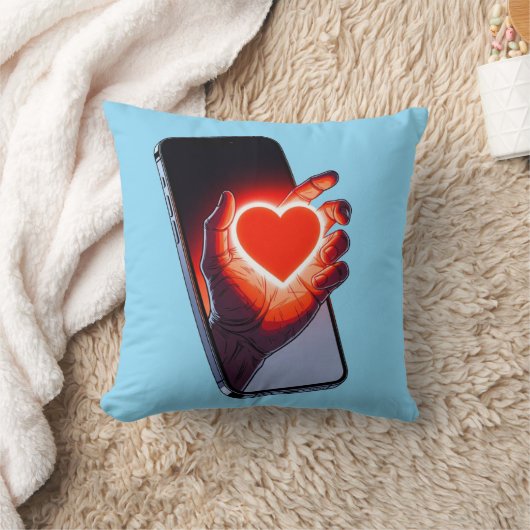 Breaking Screen Heart Optical Illusion Throw Pillo クッション (ブランケット)