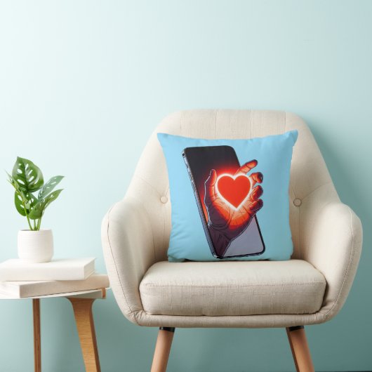 Breaking Screen Heart Optical Illusion Throw Pillo クッション (椅子)