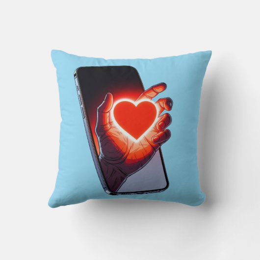 Breaking Screen Heart Optical Illusion Throw Pillo クッション (裏面)