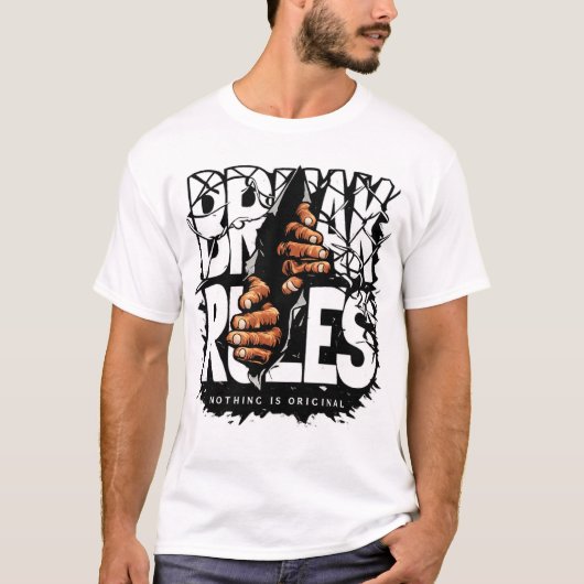 Breaking the Rules Street Art Graphic T-Shirt – Bo Tシャツ (正面)