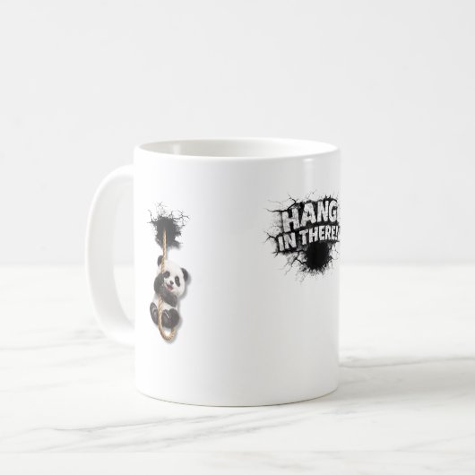 Breakthrough Panda – Cute 3D Wall Illusion Art コーヒーマグカップ (正面左)