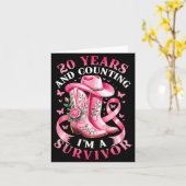 Breast Cancer 20 Years Survivor Nk Ribbon Cowgirl  カード (黄色い花)