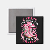 Breast Cancer 2 Years Survivor Nk Ribbon Cowgirl G マグネット (正面/裏面)