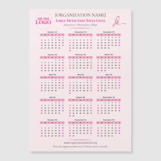 Breast Cancer Awareness 15-Month Ribbon Calendar (正面)