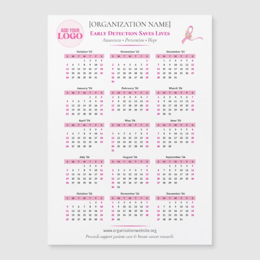Breast Cancer Awareness 15-Month W Ribbon Calendar (正面)