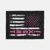Breast Cancer Awareness American Flag Fight Pink R フリースブランケット (正面(横))
