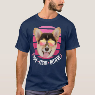 Breast Cancer Awareness Corgi Dog Pink Ribbon Hope Tシャツ