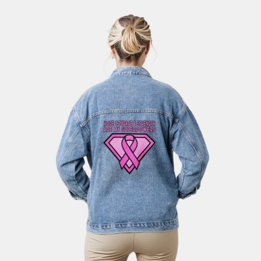 Breast Cancer Awareness Diamond Logo デニムジャケット (モデル)