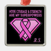 Breast Cancer Awareness Diamond Logo Black メタルオーナメント (正面)