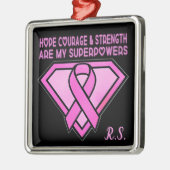 Breast Cancer Awareness Diamond Logo Black メタルオーナメント (左)