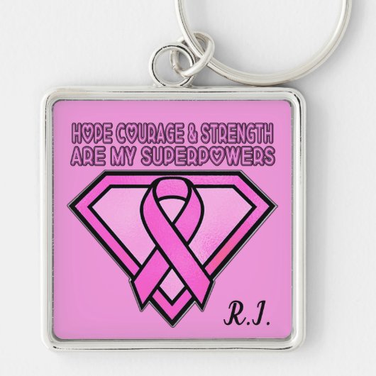 Breast Cancer Awareness Diamond Logo Pink キーホルダー (正面)