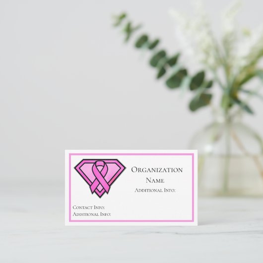 Breast Cancer Awareness Diamond Logo White 名刺 (スタンド正面)