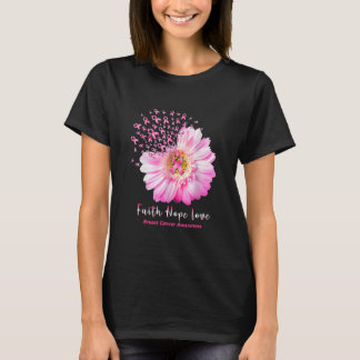 Breast Cancer Awareness Faith Hope Love Daisy Tシャツ