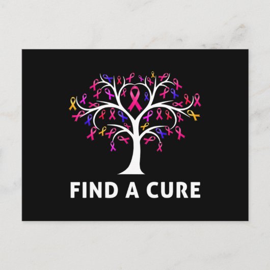 Breast Cancer Awareness Fight Find A Cure Tree Rib ポストカード (正面)